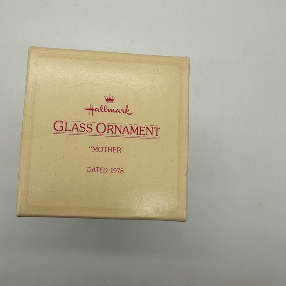 Vintage 1978 Hallmark Glass Christmas Ornament Mother White Blue Decor - Picture 1 of 5